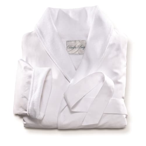 Microfiber Shawl Collar Robe with French Terry Lining, 52"L, White